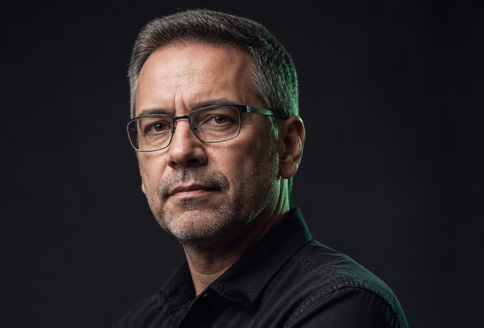 Marcus Feld — AI interviewer persona portrait